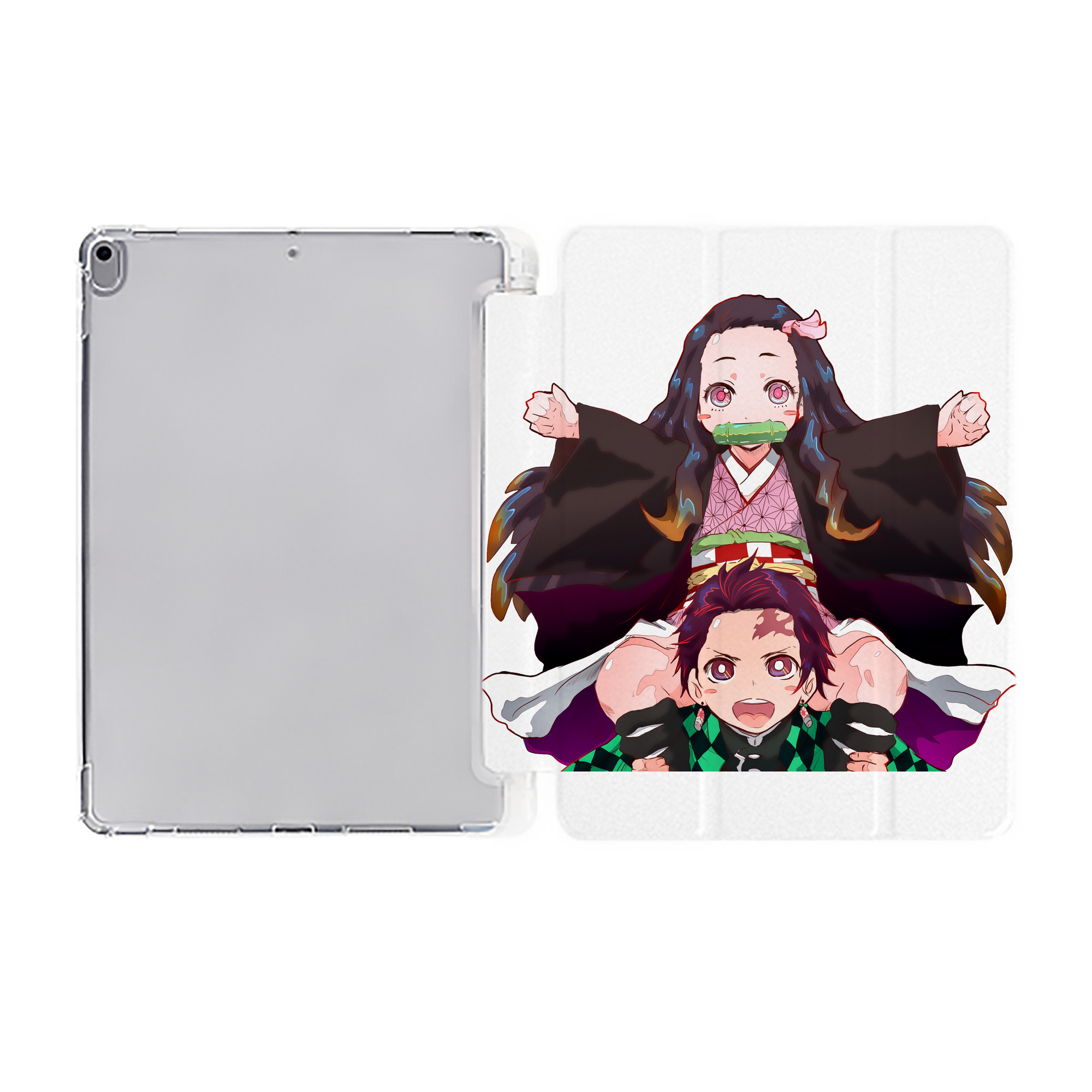 （画像用） 鬼滅の刃（きめつのやいば）竈門 禰󠄀豆子／かまど ねずこ Kamado Nezuko IPad ケース ペン収納付き 三つ折りスタンド PUレザー×シリコン 対応機種9.5/10.5/10.9インチ